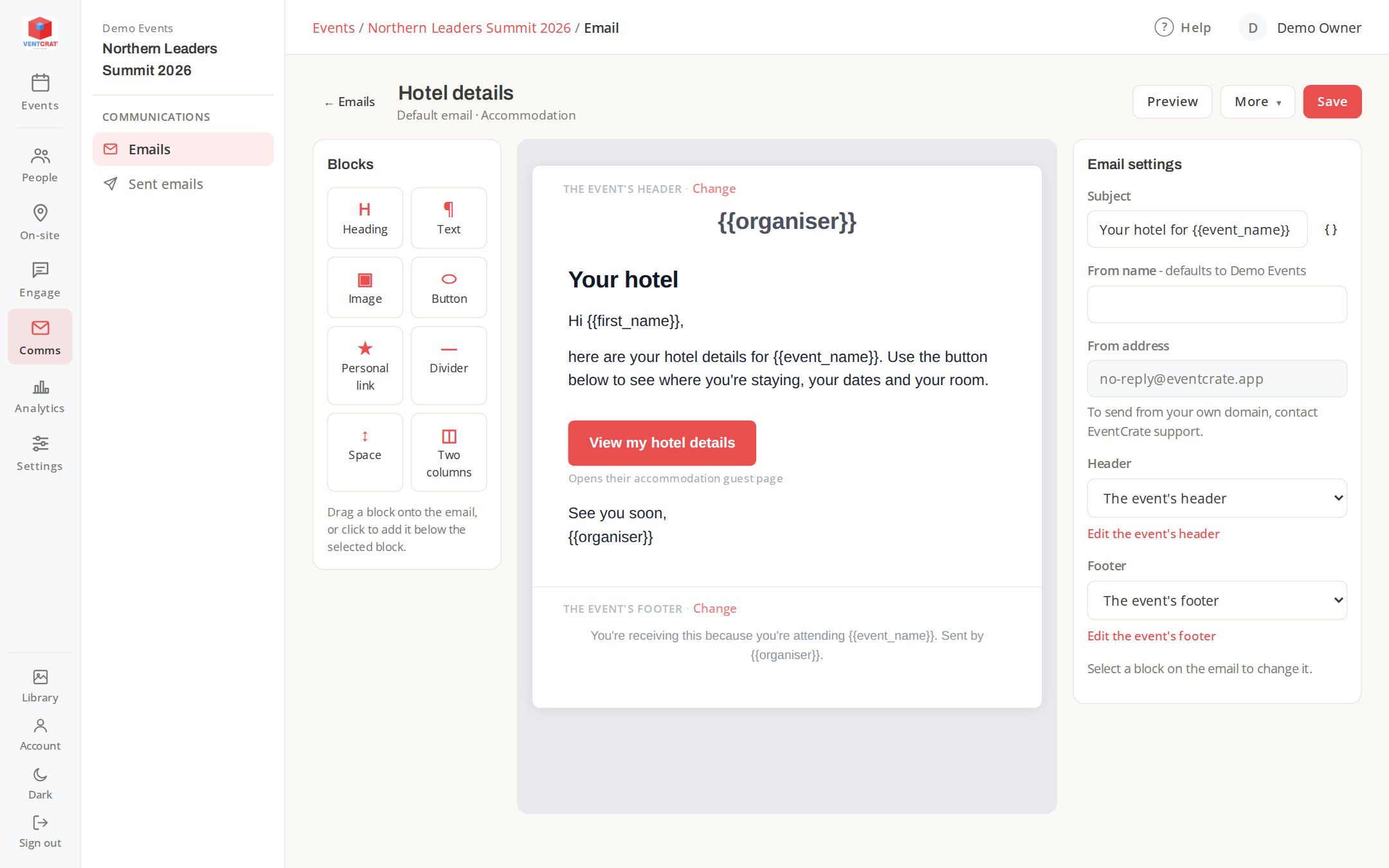 The email editor